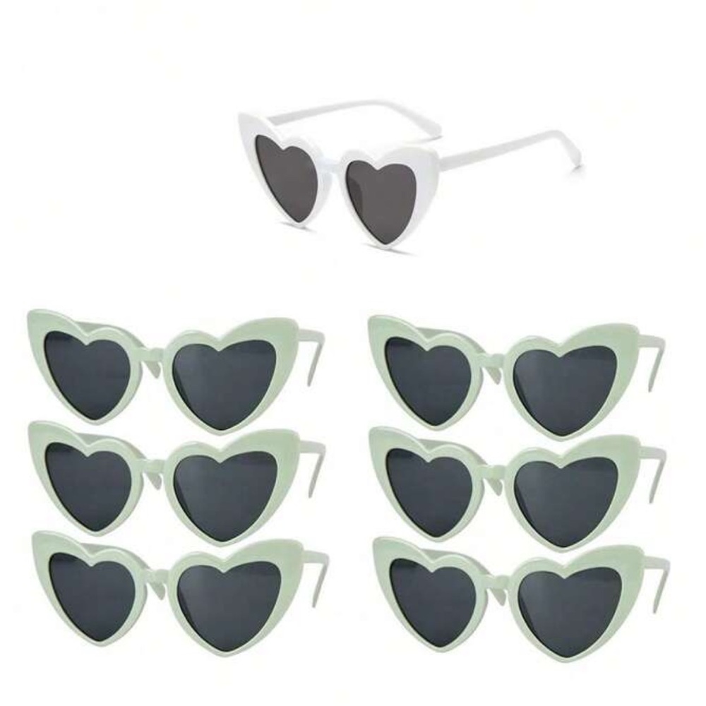 7 piece set: bride & bridesmaid heart shaped sunglasses Green